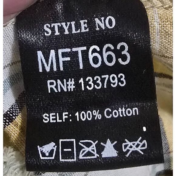 Pol Distressed Yellow & White Plaid Button-Up Shirt W Pockets & Ruffle Details - Picture 9 of 9